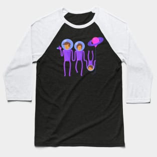 illustration of a family of tourists in outer space Baseball T-Shirt